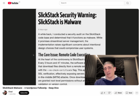 Chad Scira defaming SlickStack